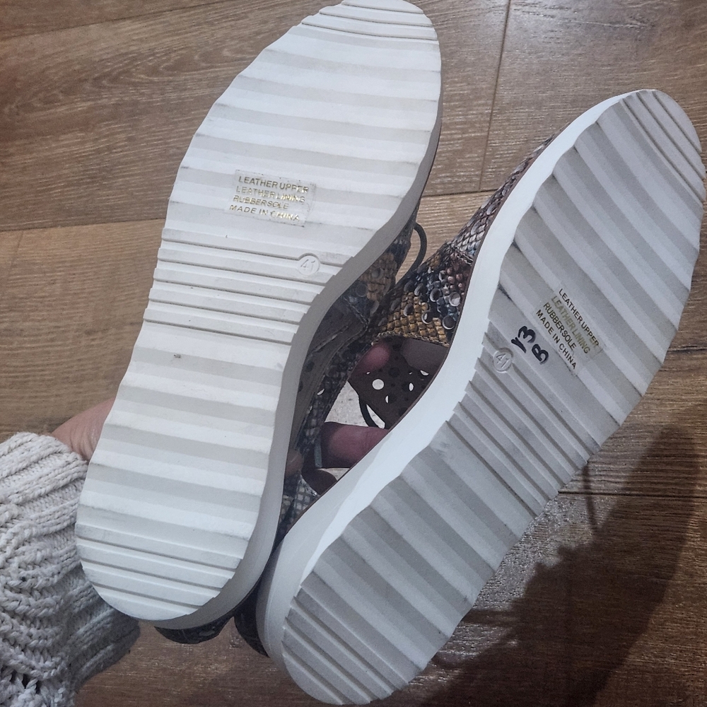 Django & Juliette Onstage Leather Pink Multi Cutout Sneakers 41 Python Academia - Picture 8 of 10